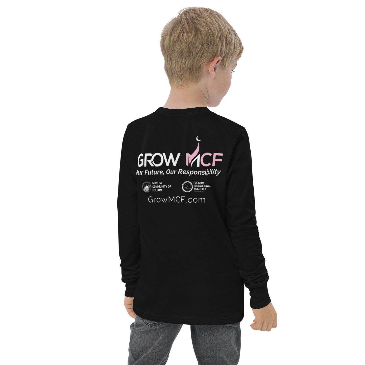 GrowMCF Pink Logo Youth long sleeve tee