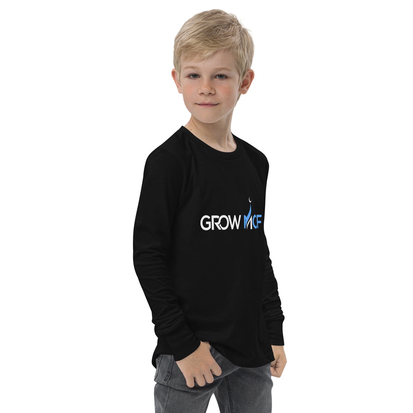 GrowMCF White Logo Kids Long Sleeve