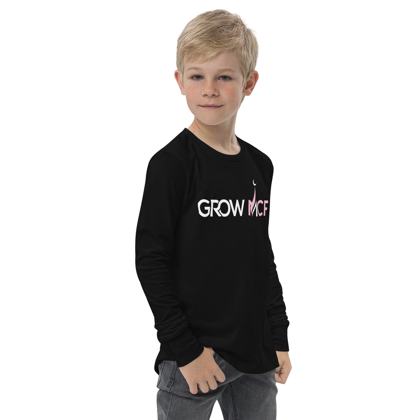 GrowMCF Pink Logo Youth long sleeve tee