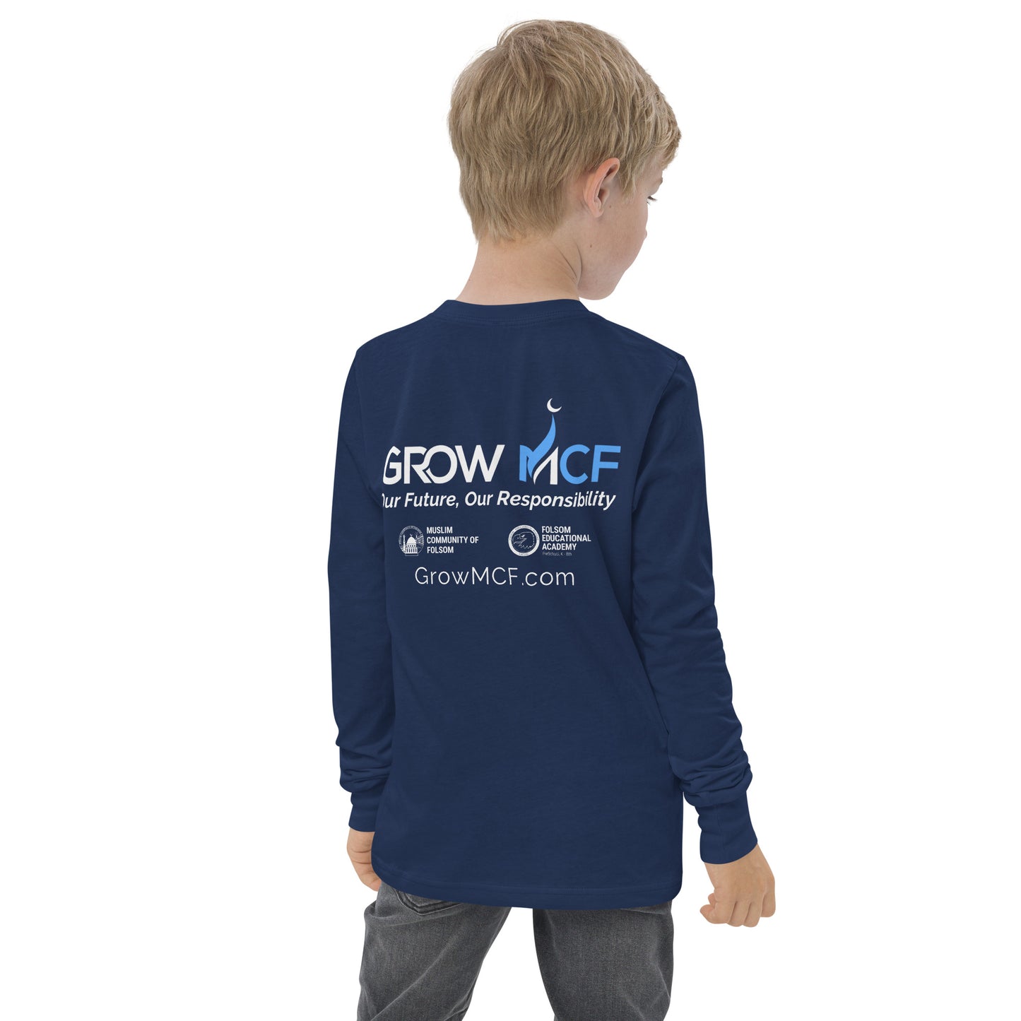 GrowMCF White Logo Kids Long Sleeve