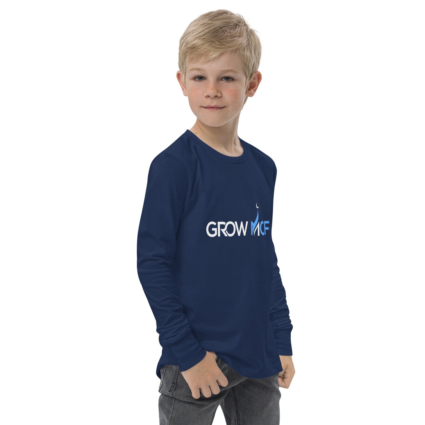 GrowMCF White Logo Kids Long Sleeve